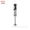 Stainless steel immersion hand blender with chopper.